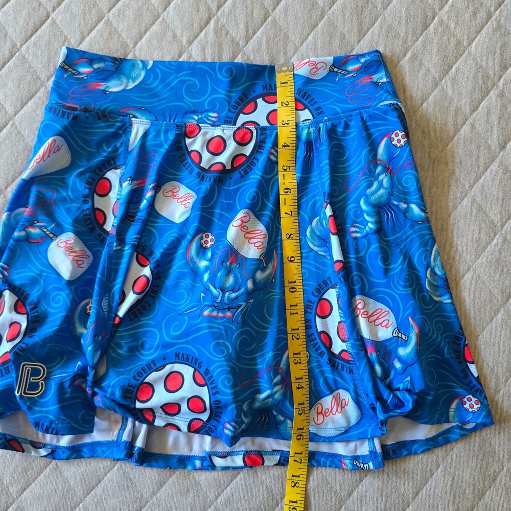 Pickleball Bella Drop Pleat Skort Lobster Monster Large Short under pockets Blue - Picture 10 of 10